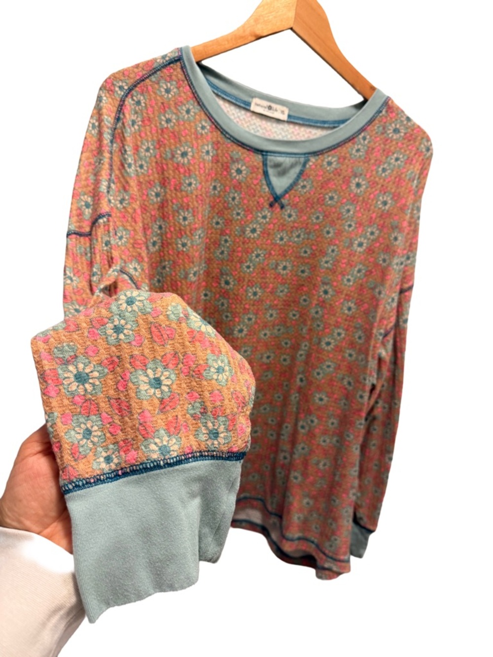 Natural Life Mix & Match Waffle Pajama Top - Floral - XL - Picture 5 of 7